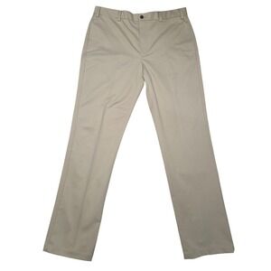 Orvis Trim Fit Mens‎ Khaki Tan Chino Pants Cotton Flat Front Straight Size 36x33